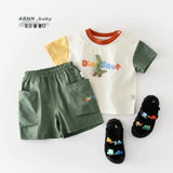 MQTIME  -  Summer New Baby Short Sleeve Clothes Set Infant Boy Dinosaur Print T Shirts + Shorts 2pcs Suit Cute Toddler Girl Outfits