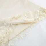 MQTIME  -  Elegant Neck-Mounted Lace Splicing Skirt Set Women Loose Backless Sexy Top Slim Short Skirt Summer Banquet Fashion Suit
