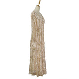  MQTIME  -  Elegant Sequin Maternity Dress Photoshoot Beige Long Sleeve V Neck Pregnancy Gown Vintage Maternity Photography Glitter Dresses