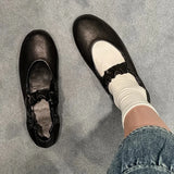  MQTIME  -  Mary Jane Shoes Women's New French Ballet Flat Bottom Folded Retro Matching Light Mouth Single Shoes Leather Version