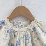 MQTIME  -  New Summer Baby Girl Clothes Suit Short Sleeved Cotton Flower Printed T-shirt+Skirt 3-7Yrs Children Clothing Set