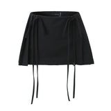 MQTIME  -  Spring/Summer New Sexy Half Dress Solid Color Pleated Lace Up Y2K Double Zipper Personalized Street Skirt Goth Skirt