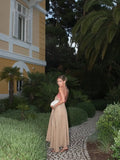 MQTIME  -  Fashion Contrasting Halter Maxi Dress Women Elegant Sleeveless Backless Loose Dresses Summer Lady Beach Vacation Robes New
