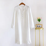 MQTIME  -   Sexy Sleepwear Women Cotton Night Dress V-Neck Long Sleeve Nighties Spring Summer New Nightgown Nightdress