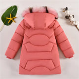 MQTIME   -30℃ Winter Padded Warm Jackets Girls Thick Plus Velvet Long Style Coats Teen Kids Heavy Cold-proof Hooded Windbreaker Snowsuit