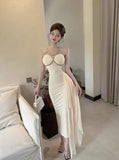 MQTIME  -  Woman Dress Sexy Sleeveless Mesh Patchwork Bandage Slim Temperament Backless Party Dresses Elegant Summer Fashion