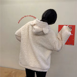 MQTIME  -  Autumn Winter Women Hoodies Solid Color Thicken Warm Jackets Casual Hooded Coats Zipper Sweatershirt Female Lamb Wool Outerwear