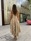 MQTIME  -  New 2024 Casual Tassels Women Dresses Strap V Neck Elegent Long Dress High Street Irregular Skirt Fashion Dress Famle Clothing