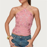 MQTIME  -  Women Retro y2k Aesthetic Halter Glitter Sequin Tanks Tops Sleeveless Backless Sexy Sparkly Club Party Vacation Vests Camisole