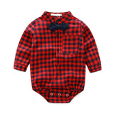 MQTIME  -  2Piece Fall Toddler Boy Outfits Newborn Clothes 0 3 Months Korean Fashion Plaid Long Sleeve Bodysuit+Jeans Baby Clothing BC1636