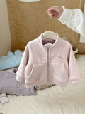  MQTIME  -  Winter New Children Fleece Coat For Boys Girls Long Sleeve Warm Jacket Baby Letter Embroidery Windproof Tops Kids Clothes