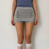  MQTIME  -  Button Tight Gray Hip Skirt Spice Girl Low Waist Anti-light Skirt