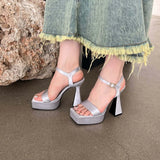 Mqtime Open Toe Women Sandals Thick High Heels Black Rose White Summer Platform Shoes Woman Wedding Party Pumps Sexy Sandals Slides