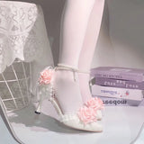MQTIME  -  Elegant woman heeled shoes pink wedding bridal heels for ladies rose Lolita cosplay heels y2k cutecore dress shoes