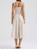 MQTIME  -  New Floral Midi Dress Bohemian Flowy Slit Dress Elegant Fashion Women Going Out A-line Casual Summer Sundress Print Halter Dress