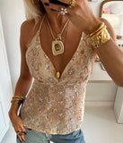 MQTIME  -  Summer new European and American women's sequined embroidered camisole vest sexy spicy girl camisole top