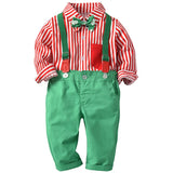 MQTIME  -  4Piece Sets Spring Autumn Boys Boutique Clothing Korean Fashion Gentleman Stripe Long Sleeve Baby Tops+Pants Kids Clothes BC1647