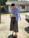  MQTIME  -  Y2K Stylish Streetwear Faux Two-Piece Splicing Design Loose Fit Versatile Straight Cut Cropped Trousers