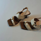 MQTIME  -  Women's Shoes Vacation Style Square Toe Sandals High Heels for Women Summer Women Dress Shoes Fashion Slippers