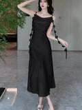 MQTIME  -  Summer Temperament Luxury White Suspender Dress Women Sleeveless Sexy Solid Tassel Slim Fit A Line Vestidos New Fashion