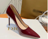 MQTIME  -  Women Sexy Null 5cm Kitten Heels Pumps For Narrow Feet Pointy Toe Patent Leather Slip-Ons For Dressing EU35-41 25cm Wine Black
