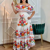 MQTIME  -  Boho Dress Women's One Shoulder Dress with Sexy and Fashionable Printed Long Style, Large Display, Summer New