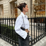  MQTIME  -  Autumn New Women's Shirt Pocket Decoration Slimming Casual Short Top