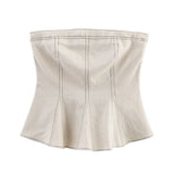 MQTIME  -  Elegant Pleated Vest Wide Leg Trousers Set Women Fashion Ruffled Off Shoulder Tank Top Loose Long Pants Suits 2025 Summer New
