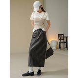 MQTIME  -  Pring PU Leather Split Loose Straight Leg Long Midi Skirt for Women