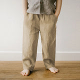 MQTIME  -  Boys Casual Linen Straight Pants Spring Summer New Children's Elastic Waist Loose Pants Trousers With Pockets Kids Clothes