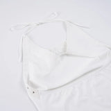 MQTIME  -  Rivet Swinging Collar Lace Up Halter Backless Tanks Tops Women Sexy Solid Sleeveless Casual Streetwear Camis All Matching Vests