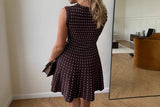 MQTIME  -  Summer High-End Round Neck Sleeveless Knit Jumpsuit With Polka Dot A-Line Skirt, Thin Design And Waist Cinching For Women