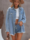 Mqtime British Style Loose Denim Jacket for Women, Turn Down Collar, Casual Classic Jeans, All-Match Outwear Coats, Autumn
