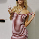  MQTIME  -  Summer New Cross-border Special Supply Slim Striped Sleeveless European and American Fishtail Dress Cw69163