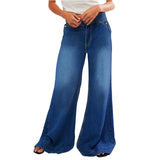 MQTIME  -  Women Wide Leg Jeans Tassel Fashion Plus Size Ladies Jeans Slimming Fit Flared Denim Pants Mid-Waist Flare Jeans Streetwear