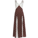 MQTIME  -  Fashion Street Dress Women Polka Dot Print Patchwork Lace High Slit v-Neck Sleeveless Street Party Classic Vestidos