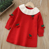 MQTIME  -  New Autumn Christmas Style Baby Girl Birthday Party Dress Kids Princess Dresses 2-6Yrs Children Knitted Clothes