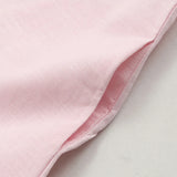 MQTIME  -  Girls Linen Adjustable Ribbon Dress Summer New Children's Casual Loose Cotton And Linen Lovely Pink Dresses With Pockets TZ273