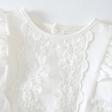 MQTIME  -  2Piece Spring Autumn Infant Girl Clothes Korean Cute Lace Cotton Long Sleeve Baby Romper Bodysuit+Hair Band Newborn Items BC1757