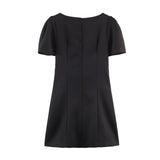 MQTIME  -  Women's Summer New Mini Dress Female O-Neck Pleated Bubble Short Sleeved Dress Fashion Slim Fit Elegant Lady OL Short Dresses