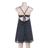 MQTIME  -  Polka-Dot Print Spaghetti-Strap Dress Women Summer Hot Girl V-Neck Backless Waist-Cinching Mini Dress Female Party Dress