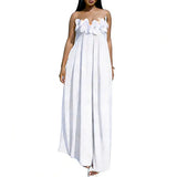 MQTIME  -  Women's Summer Sleeveless Straps Boho Dress Sexy Strapless 3D Flower Loose Maxi Dress Spring Hollow Loose A-Line Long Dress