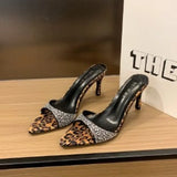MQTIME  -  Summer Vintage Women Leopard Pumps Shoes Fashion Pointed Toe Slip on Shoes Concise Office Lady Shoes