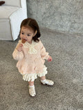  MQTIME  -  New Autumn Toddlers Girls Knitted Pullovers Sweaters Crochet Flowers Ruffles Korean Style Baby Kids Sweater