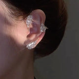 Mqtime Fashion Sparkling Zircon Feather Ear Cuff Non Piercing Earrings Trendy Female Shining Leaf Party Ear Clip Earrings Jewelry