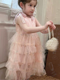 MQTIME  -  Fashion Baby Girl Princess Bow Tutu Layered Dress Sleeveless Infant Toddler Child Tulle Vestido Party Birthday Baby Clothes 1-7Y