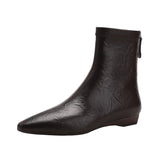 MQTIME  -  Women's shoes Spring and Autumn French temperament Korean style sloping heel slim boots flat short boots for women