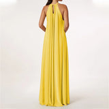 MQTIME  -  Summer Maxi Dress for Women Casual Sexy Deep V-Neck Halter Neck Sundress Sleeveless A-Line Draped Long Dresses Female