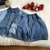 MQTIME  -  Boys' Suit Spring and Summer New Children's Clothes Korean Style Boys and Girls Foreign Cowboy Splicing Two Sets