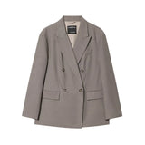 MQTIME  -  Women Casual Solid Suit Long Pants Sets Or Female Fashion Double-Breasted Lapel Blazers Coat Or Lady Chic Wide Leg Trousers